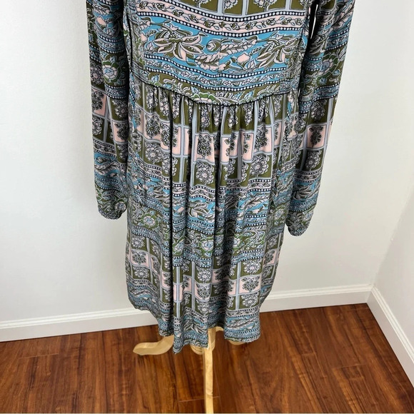 ANTHROPOLOGIE SUNNER First Whisper 100% Silk Dress Floral Boho Long Sleeve - Picture 4 of 7